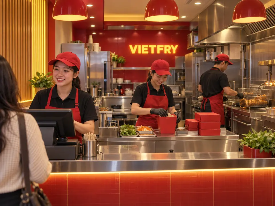 Nhân viên làm việc tại quầy bếp VIETFRY